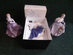 A Royal Doulton Classics figure - Message of Love HN 4531 with two Pretty Lady figures - Victoria