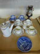 A tray of three Copeland Spode blue and white cups and saucers,
