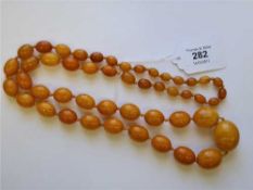 An antique butterscotch amber graduated bead necklace, 102.