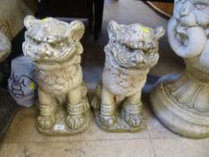 A pair of garden foo dogs