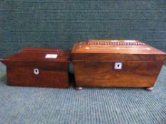 Two 19th century mother of pearl inlaid rosewood tea caddies
