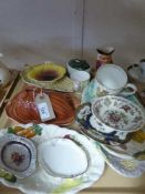 A tray of Carlton ware dishes, preserve pot, dish with cover, Burlington character jug,