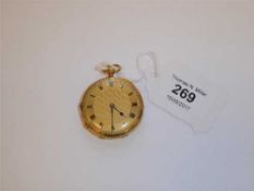 An 18ct gold open face fob watch