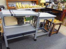 A painted two-tier serving trolley,