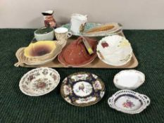 A tray of Carlton ware dishes, preserve pot, dish with cover, Burlington character jug,