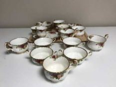 A tray of twenty eight pieces of Royal Albert Old Country Roses china