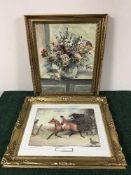 Nine assorted framed pictures on canvas - signed L Ruston print, oil on board of shoreline,