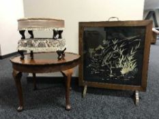 A walnut coffee table,