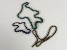 Three vintage bead necklaces, in tiger's eye,