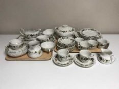 Two trays of thirty-eight pieces of Royal Doulton Larchmont china