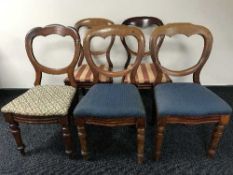 Five Victorian mahogany balloon backed chairs