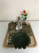 A tray of Primus stove, plated sugar helmet with scoop, plated cutlery,