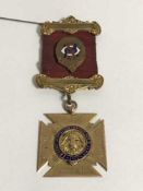 A 9ct gold and enamel Royal Order of Buffaloes medal, 11.