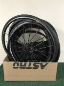 A box of Ksyrium Sl super light premium quick release bike wheel with tyre,