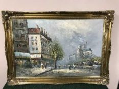A signed Burnett Parisian street scene,