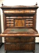 A continental mahogany secretaire chest