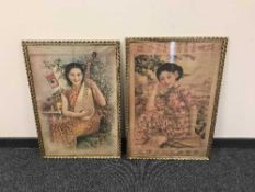 A pair of Chinese advertising prints in gilt frames (2)