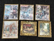 A large collection of assorted framed pub pictures and prints including Black and white photographs,