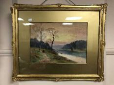 F Arnold : Autumn in the woods, watercolour, signed, framed.