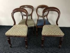 Four Victorian mahogany balloon backed chairs