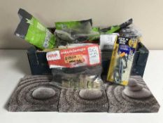 A B & Q tool box, tools, together with a box of hardware, pipe supports,