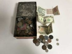 A vintage tin containing assorted Victorian and later coins (Q)