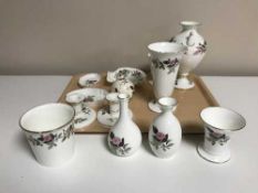 A tray of thirteen pieces of Wedgwood Hathaway Rose china