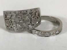 Two 18 carat white gold diamond set rings 9 grams