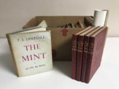 Three boxes of books including a First edition of the Mint by T.E.