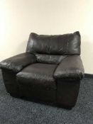 A brown leather armchair