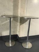 Two aluminium poser bar tables