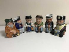 A set of six Staffordshire ceramics Toby Jugs