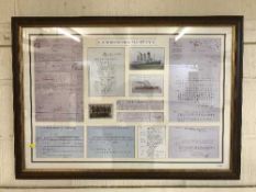 A contemporary mahogany framed montage - The sinking of RMS Titanic