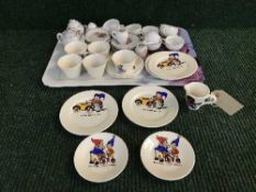 A tray of child's mid twentieth century fourteen piece Noddy tea service together with a Japanese
