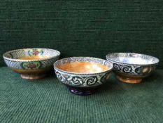 A Maling lustre pottery jumbo bowl together with two other Maling pottery bowls