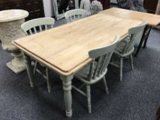 A Victorian style painted pine farmhouse table and four chairs