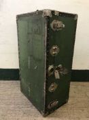 A metal bound travelling trunk