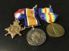 A First World War naval medal group. named to M. 4689. W. Sproat. BLK. 1 R.N.