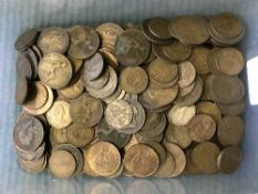A box containing a large quantity of pre-decimal British Penny and half penny pieces