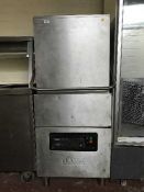 A classic stainless steel commercial dish washer