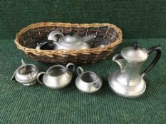 A basket of eight pieces craftsman and argent pewter ware