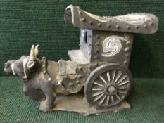 A Chinese Han style pottery ox and cart group