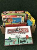 Two boxes of assorted board games, Ludo, Spiromatic ,