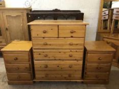 A pine six drawer chest,