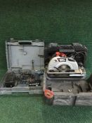 A cased Bosch electric drill together with a cased Black and Decker circular saw