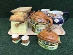 A tray of five pieces of Burlington cottage ware,