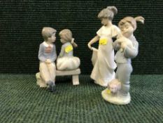 Three Nao figures - Girl in white dress,