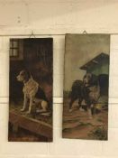 Two early twentieth century oils on canvas depicting dogs signed Ethel Thompson