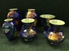 A tray of six pieces of Maling - Storm Pattern