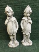 A pair of garden figures - Flower girl and boy